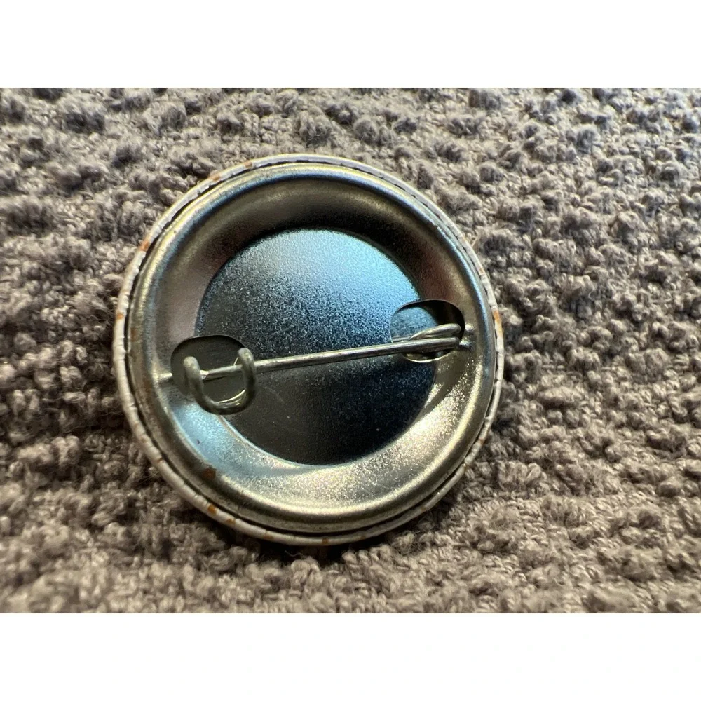 Vintage 80s Rule Button Pin Retro Neon Blue Red Checkered 1 Inch Accessory - Picture 2 of 2
